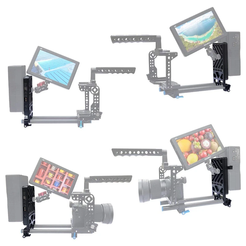 AndyCine Multi-Output V-Mount Battery Plate with Rod Mount and Cheese Plate for Monitors and Dslr Cameras