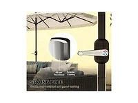 Clihome Extra Large Outdoor Umbrella,Rectangle Patio Umbrella,with Fringe and Crank Handle