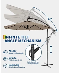gaomon 10ft Outdoor 360degree(s) Rotation Offset Patio Umbrella with Base, Sun Protection for Deck, Poolside, Backyard