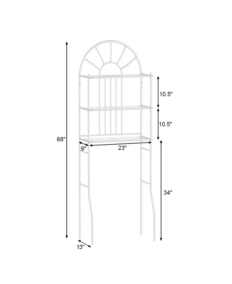Gymax Bathroom 3-Tier Metal Storage Rack Over the Toilet Space Saver