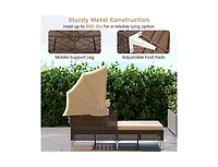 Boyel Living Outdoor Daybed with Retractable Canopy Pe Wicker Rattan Patio Lounger
