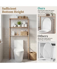 Gymax Over The Toilet Storage Rack 3-Tier Pine Wood Bathroom Organizer w/ Open Shelves