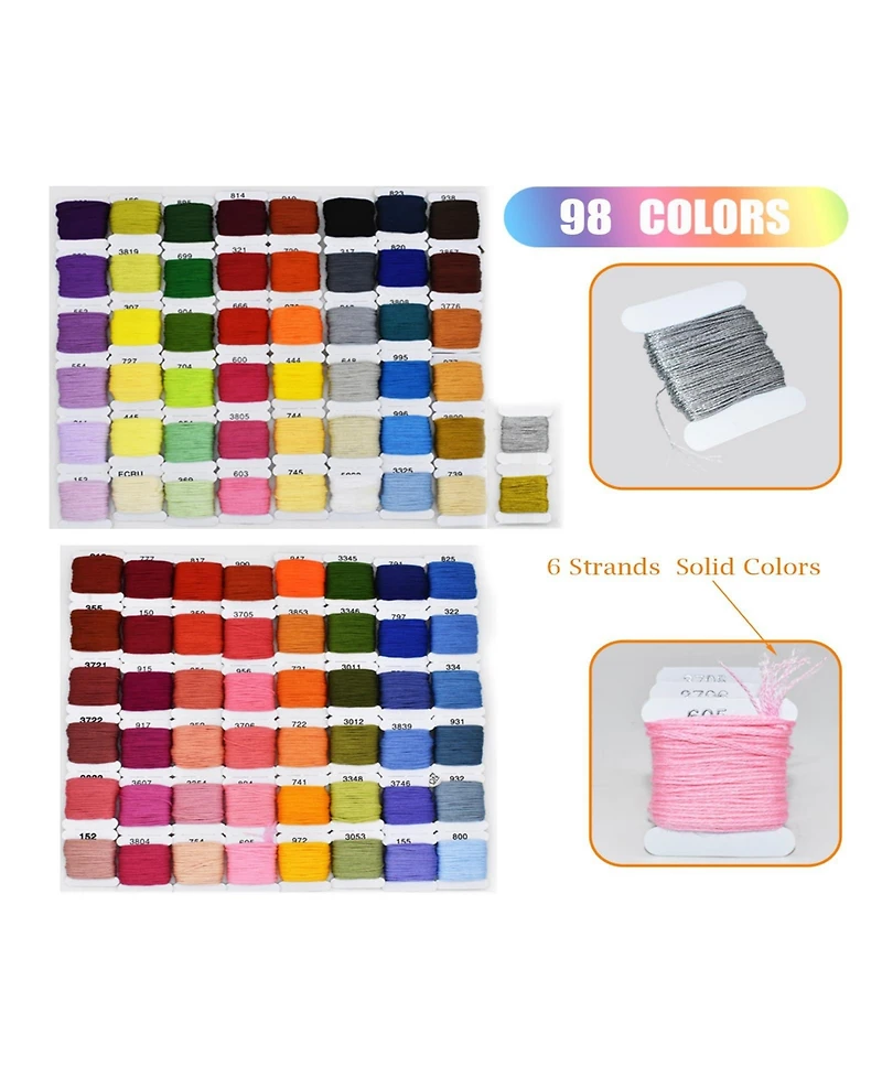 Gnuadz 96 Color Embroidery Floss Cotton Bobbins Cross Bracelets Crafts Kit