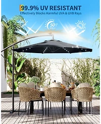 Gaomon Uv-Resistant Offset Patio Umbrella with Solar Led Lights for Backyard, Poolside