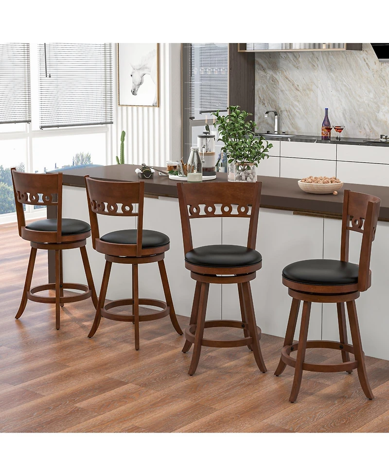 Slickblue Modern Swivel Bar Stools 2 Pack with Rubber Wood Frame Design