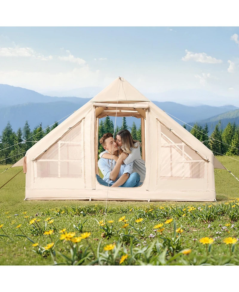 Mecale 3 to 5 Person Inflatable Camping Tent with Stove Jack