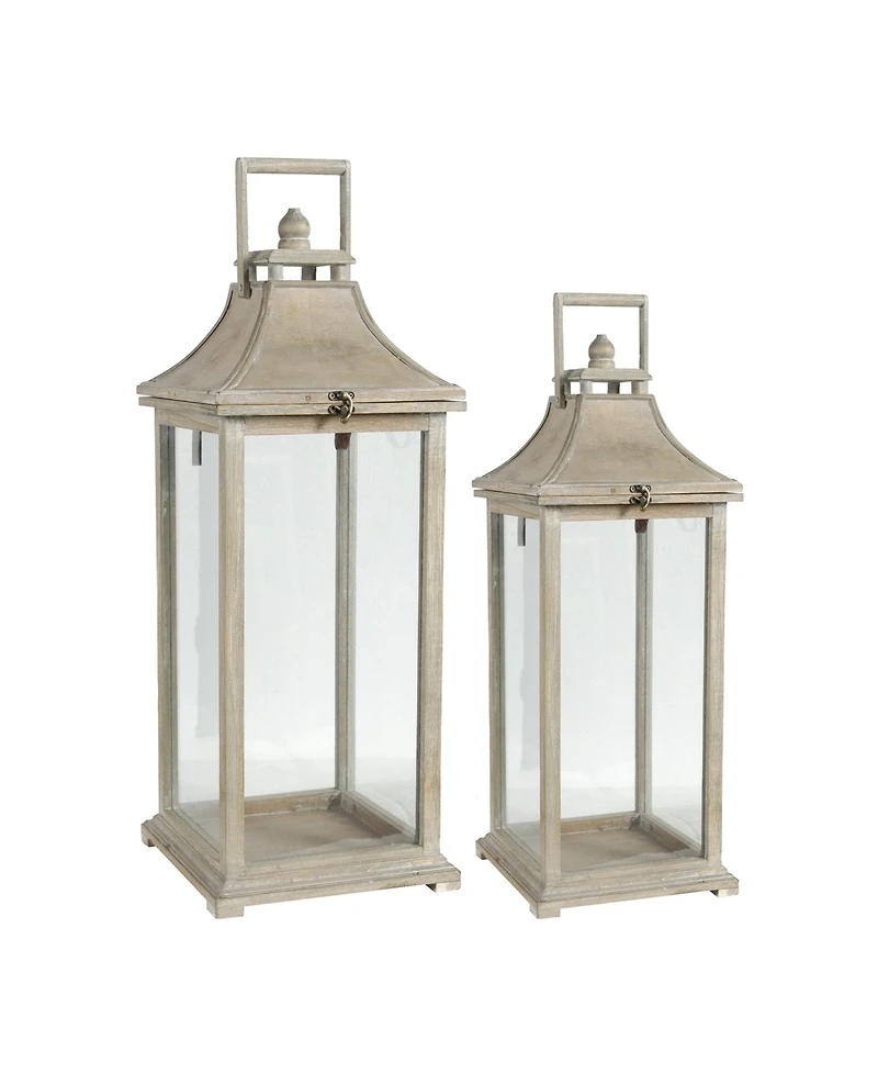 Clihome Wooden Candle Lantern Decorative Lantern Holder Decor for Outdoor, Home Garden Wedding