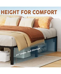 homfan Heavy Duty Metal PlLow Profile 14 Inch, Iron Slats and Legs, No Box Seasonal Needed, Quiet and Non-Slip,Under Bed Storage