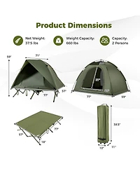 Slickblue Foldable 2 Person Camping Cot Tent Off Ground Combo Adults
