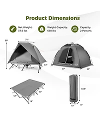 Slickblue Foldable 2 Person Camping Cot Tent Off Ground Combo Adults
