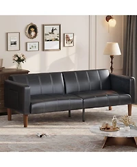 gaomon Futon Sofa Bed, 75-Inch Modern Faux Leather Convertible Couch, Mid-Century Loveseat for Small Space, Living Room, Bedroom.