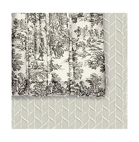 Ellis Curtain Victoria Park Toile Design Printed Room Darkening 2-Piece Window Rod Pocket Pair