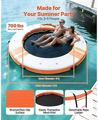 Mecale 8 Ft Inflatable Floating Dock Platform with Ladder and Carry Bag