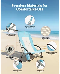 Mecale Folding Beach Chair High Back 330 lbs with Mesh Back 2 Pack