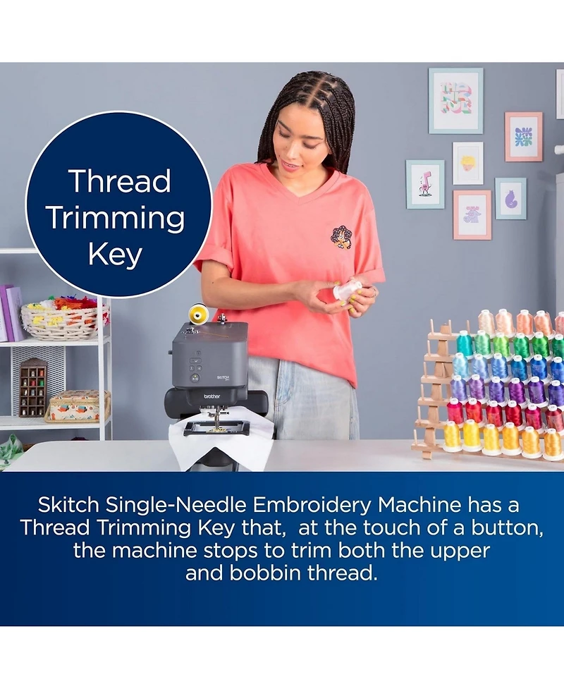 Brother Skitch Embroidery Machine and Pacesetter 63 Spool Thread Set Bundle