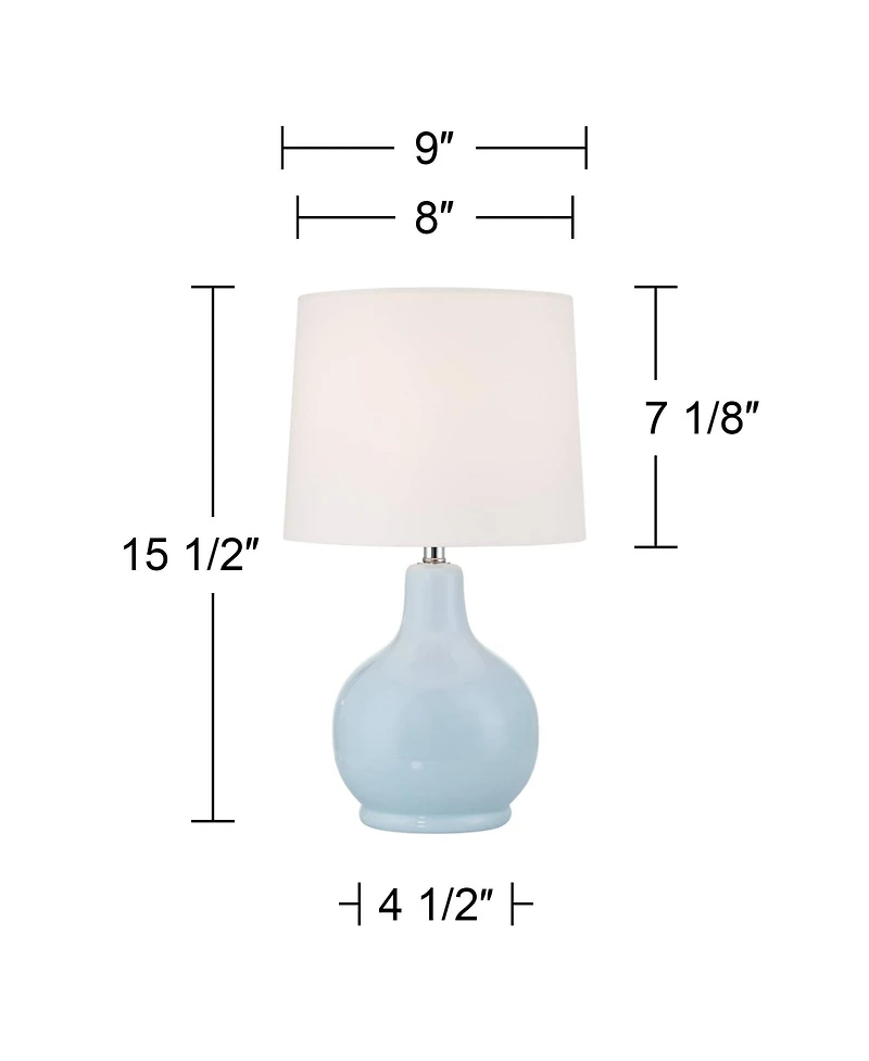 360 Lighting Sweet Dream Small Modern Coastal Accent Table Lamp Powder Blue Finish Ceramic Single Living Room Bedroom