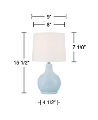 360 Lighting Sweet Dream Small Modern Coastal Accent Table Lamp Powder Blue Finish Ceramic Single Living Room Bedroom