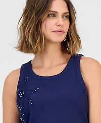 I.n.c. International Concepts Women's Crochet & Crystal Embellished Trim Tank Top, Macy's Exclusive