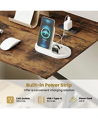 Mecale Rolling Computer Desk with Charging Station and Monitor Shelf, Home Office Storage Desk