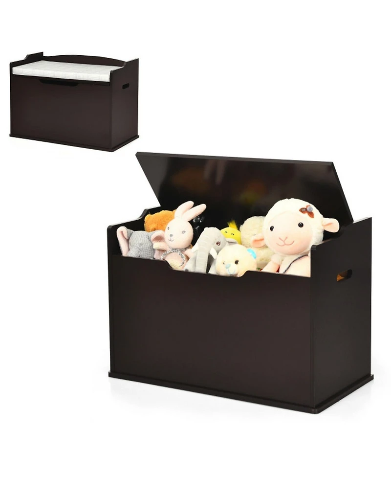 Gouun Flip-Top Kids Toy Storage Chest and Bench with Cushioned Seat