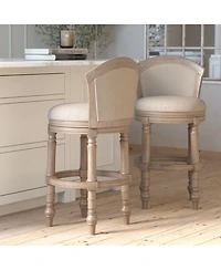 Boyel Living Classic Solid Wood Bar Stool with Mixed Upholstered Seating
