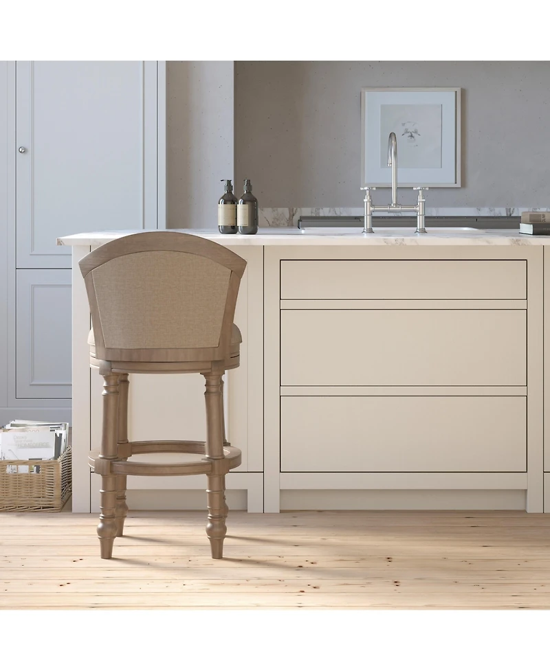Boyel Living Classic Solid Wood Bar Stool with Mixed Upholstered Seating