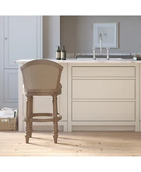 Boyel Living Classic Solid Wood Bar Stool with Mixed Upholstered Seating