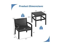 Boyel Living 3 Piece Patio Furniture Set with 2 Modern Rattan Armchair and 25 Inch Square Side Table