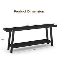 gaomon 70.8" Extra Long Console Table, 2 Tier Narrow Sofa Table for Behind Couch, Entryway Hallway Living Room, Farmhouse Style