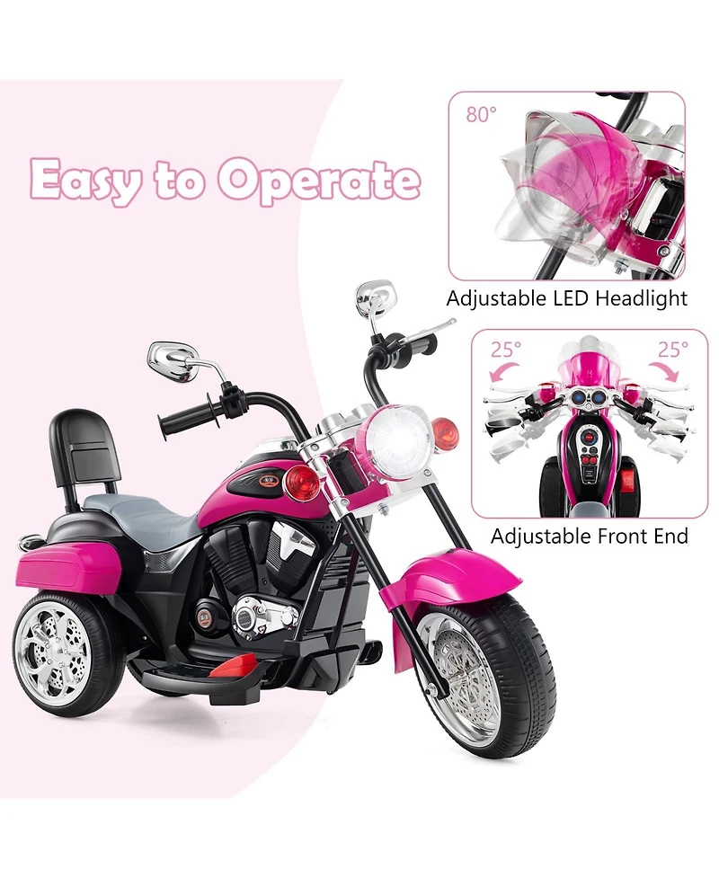 Mecale 6V Powered Toddler 3-Wheel Motorbike Ride On Toy with Horn and Headlight