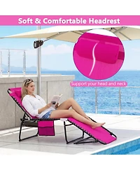 Sugift Foldable Reclining Lounge Chair with Adjustable Backrest and Footrest