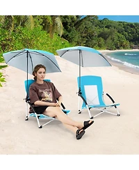 Sugift 2 Pack Beach Chair for Adults with Adjustable Parasol