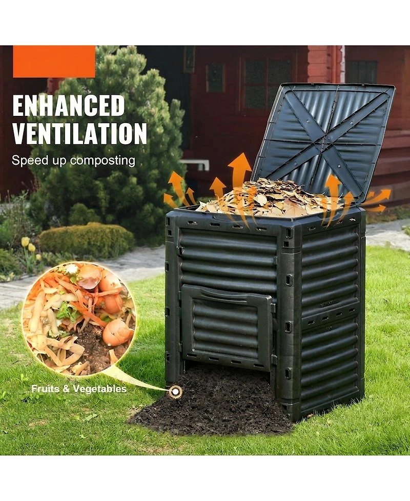 Sugift Outdoor Compost Bin 80 Gal Bpa Free with Sliding Door and Ventilation