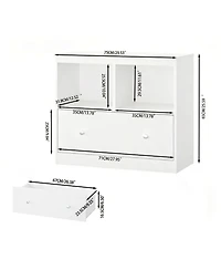 Rainsken Kids Toy Organizers and Storage, Toddlers Bookcase with Drawer, Wooden Kids Cabinet, for Playrooms, Bedrooms and Nurseries