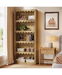 Tribesigns 5-Tier Bookcase, 70-Inch Tall Bookshelf with Scalloped Edges, for Living Room, Home Office, Bedroom
