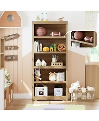 gaomon 75" Tall Farmhouse Bookshelf, 5 Tier Open Bookcase with Adjustable Shelves and Anti-Tip Design for Living Room