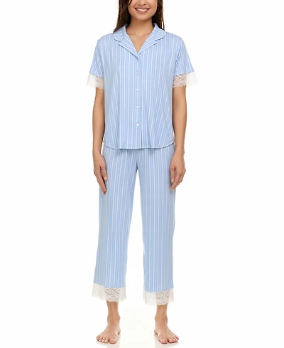 Flora by Nikrooz Women's Janelle Notch Top and Capri Pajama Set