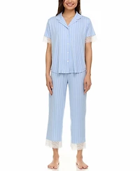 Flora by Nikrooz Women's Janelle Notch Top and Capri Pajama Set