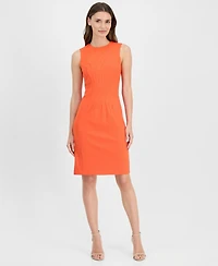 Anne Klein Women's Jewel-Neck Sleeveless Scuba Sheath Dress