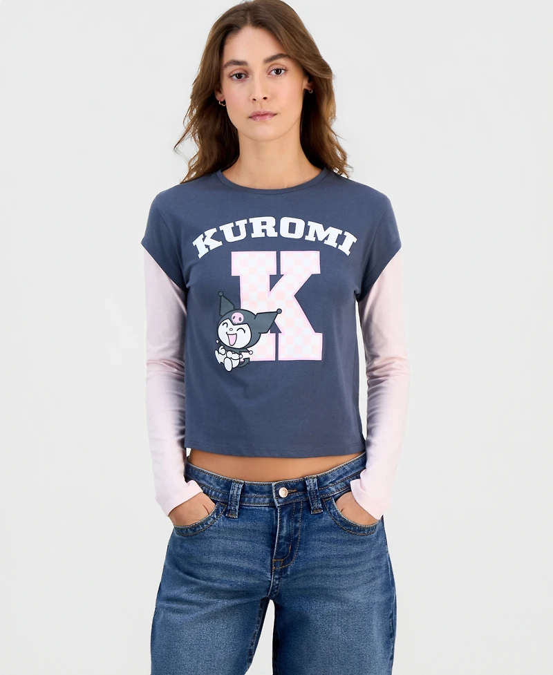 Grayson Threads, The Label Juniors' Kuromi Long-Sleeve Layered-Look Top