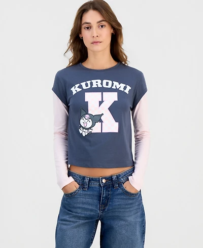 Grayson Threads, The Label Juniors' Kuromi Long-Sleeve Layered-Look Top