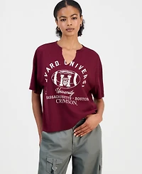 Grayson Threads, The Label Juniors' Harvard Notched-Neck Graphic T-Shirt