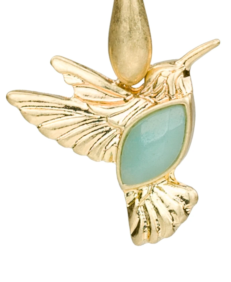 Patricia Nash Gold-Tone Stone Hummingbird Drop Earrings