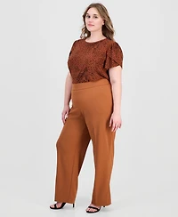 Anne Klein Essentials Plus High Rise Straight Leg Pants