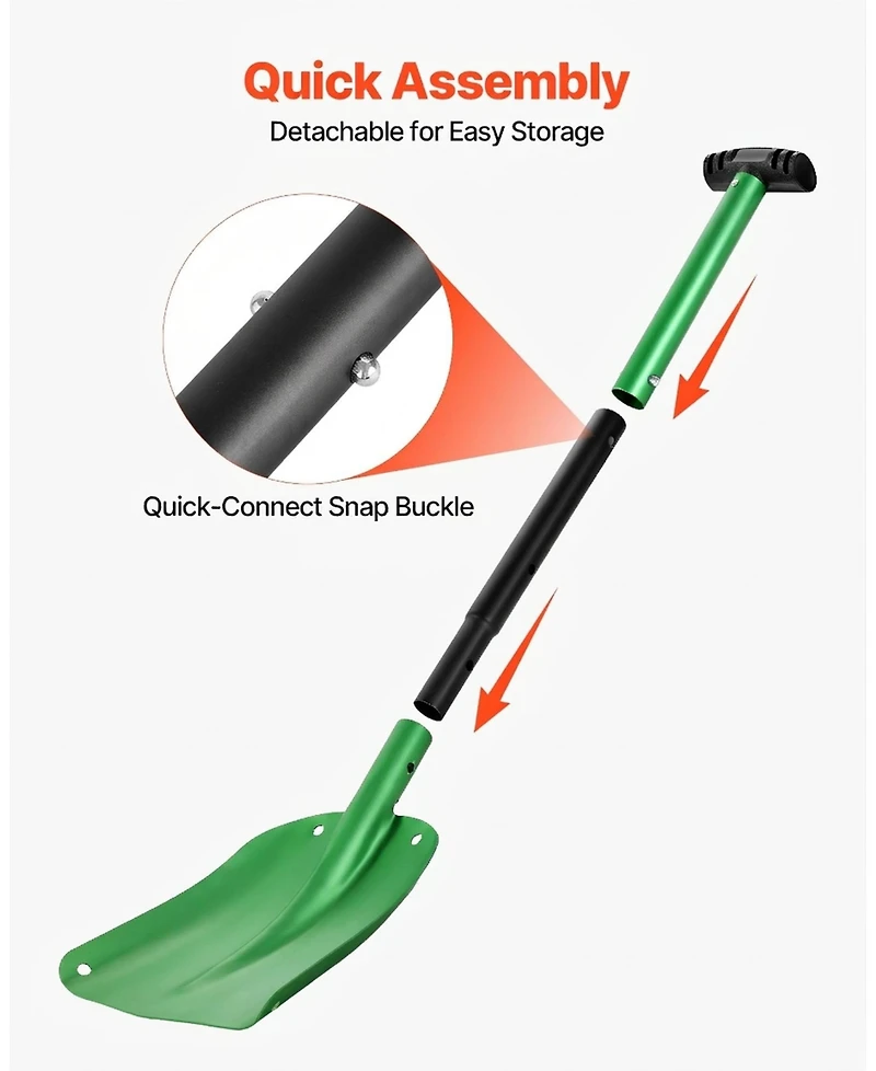 Skonyon Aluminum Alloy Snow Shovel with T-Handle for Driveway Snow Removal