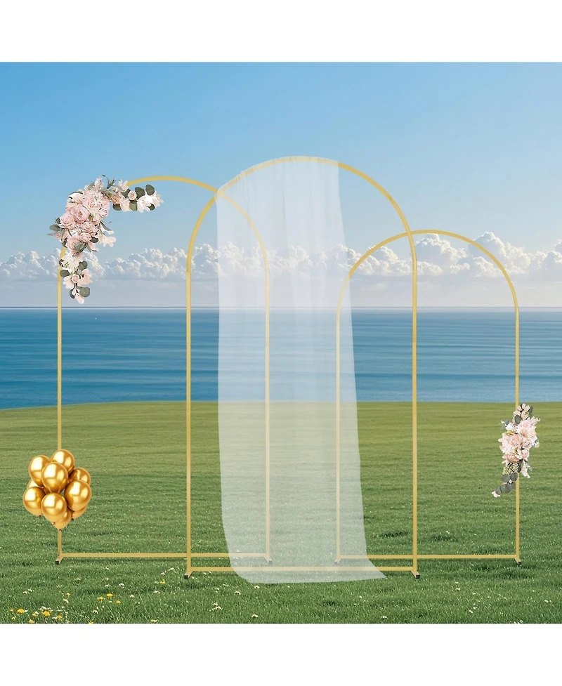 Sugift Set of 3 Metal Wedding Arch Backdrop Stands for Celebrations