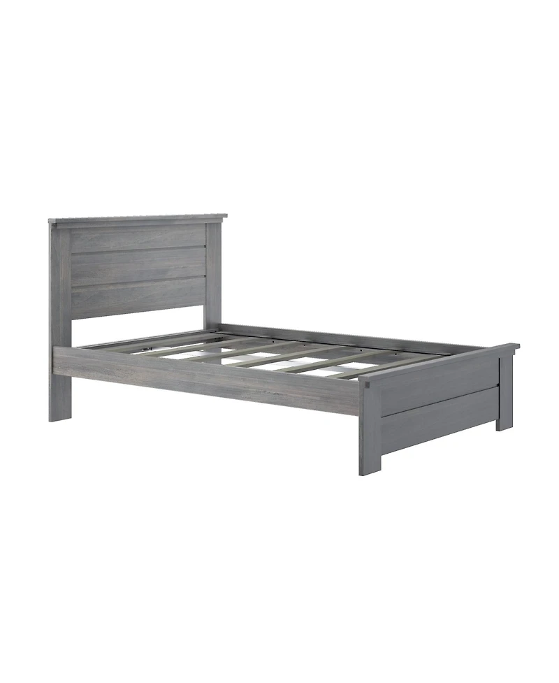 Max & Lily Full Bed Frame with Panel Headboard, Modern Farmhouse Solid Wood Platform