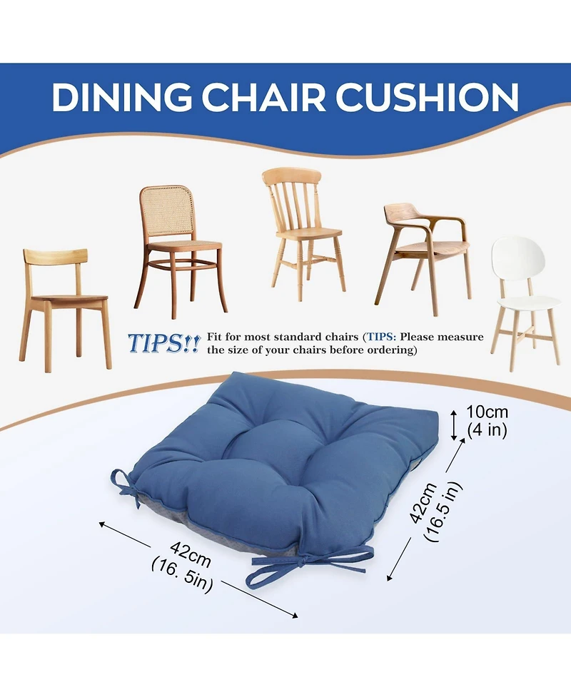 Gnuadz 2 Piece Chair Cushion Dining Memory Foam Waterproof Non Slip Ties