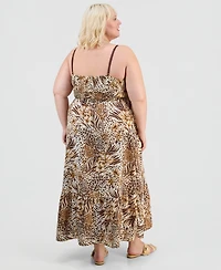 Full Circle Trends Trendy Plus Printed Empire-Waist Peplum-Hem Dress