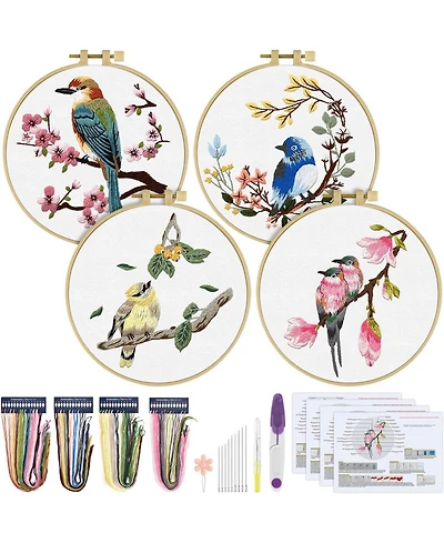 Gnuadz 4 Sets Embroidery Kit Cross Stitch Beginner Craft